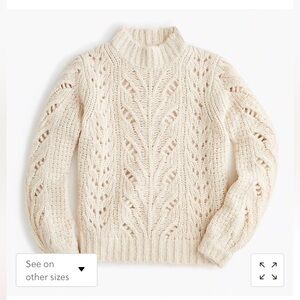J. Crew Ivory Lace Knit Turtleneck Sweater